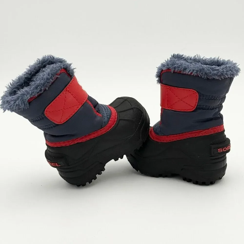 Sorel Snow Commander Toddler Snow Boots Hook & Loop Closure in Navy Blue and Red